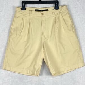 VTG Nautica Rigger Mens 33 Butter Yellow Pleated Preppy Classic Fit Chino Shorts